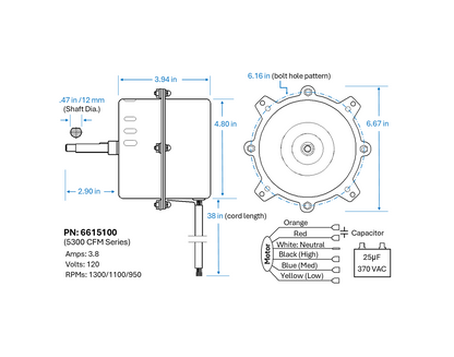 Fan Motor, 53000 CFM (MC61, M250) [NEW] PN: 6615100